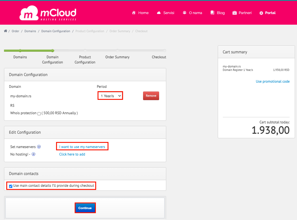 Registering a domain